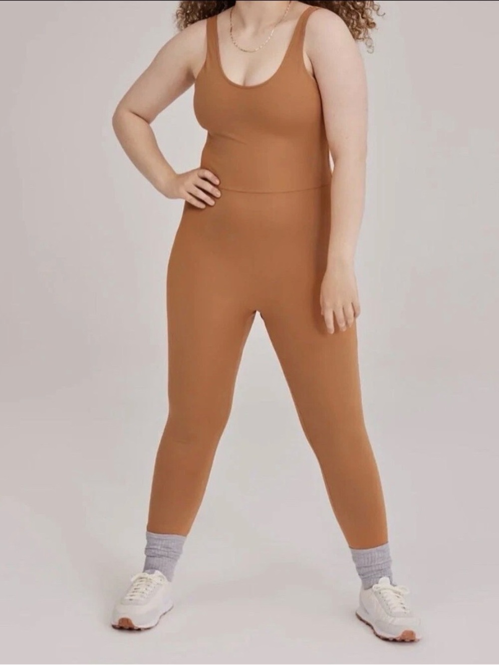 girlfriend collective Caramel Scoop-Neck Jumpsuit